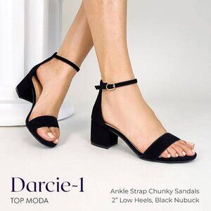 Top Moda  Women's Darcie 1 Heeled Sandals, Black   Women Size 9   NIB